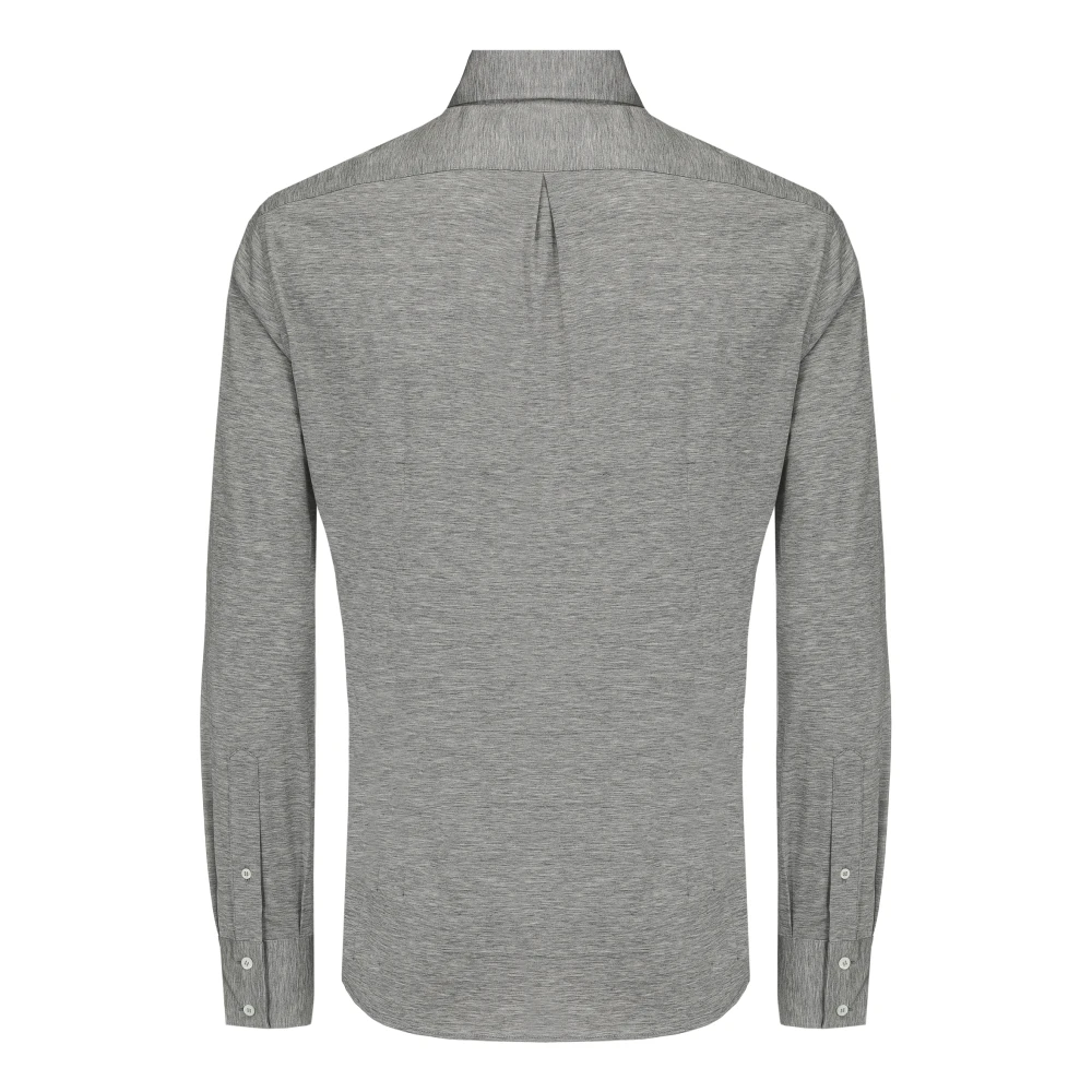 BRUNELLO CUCINELLI Zijden en Katoenen Shirt Regular Fit Gray Heren