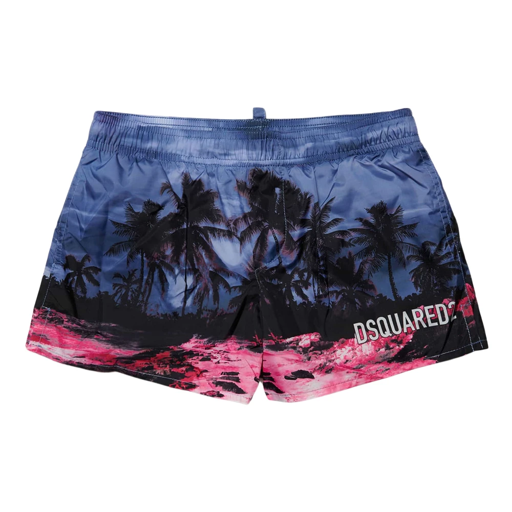 Dsquared2 Boys Multicolor Blue Palm Tree Swim Shorts - Kids Swimming Trunks - 14 Y - Kids