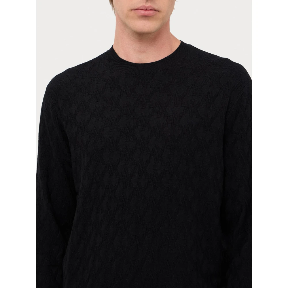 Emporio Armani Zwarte Sweater Logo Pullover Black Heren