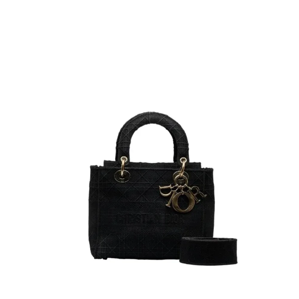 Dior Vintage Pre-owned Canvas handbags Black Dames