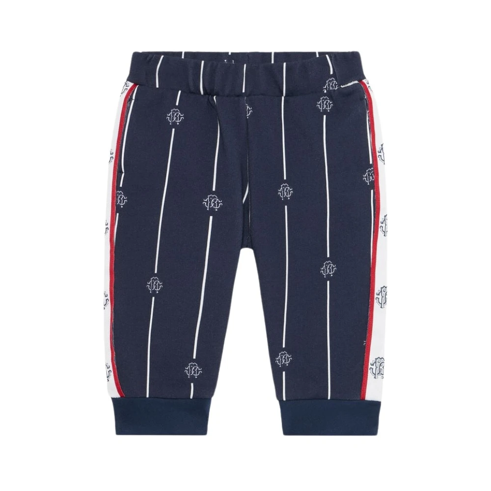 Roberto Cavalli Blue Printed Cotton Trousers - Male - Sweatpants - 12 M - Kids