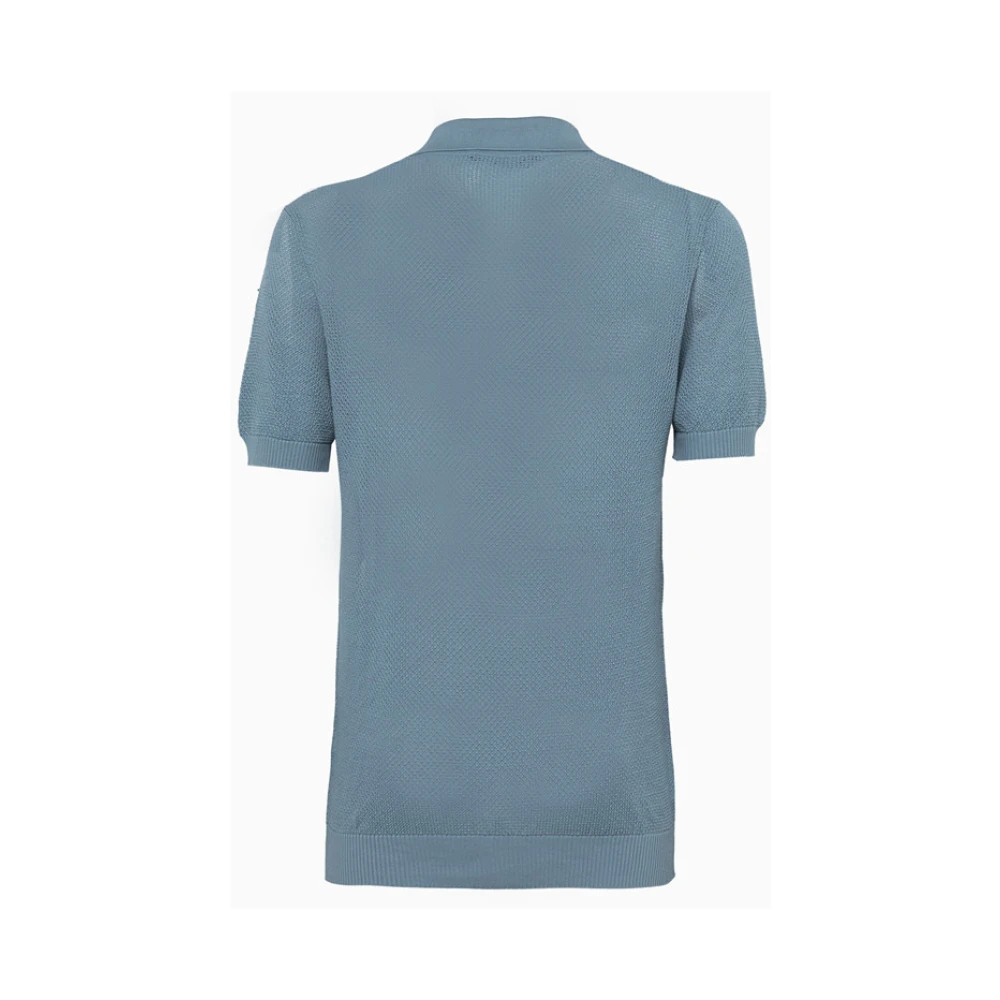 Tagliatore Italiaans Mesh-Effect Katoenen Polo Shirt Blue Heren