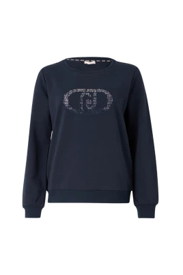Mörkblå Sweatshirt med Stenapplikationer