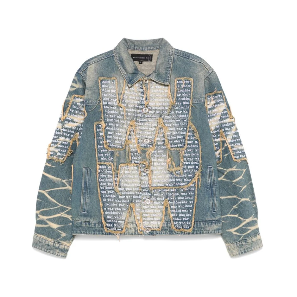 Who Decides War Blauwe Denim Patchwork Jas Blue Heren