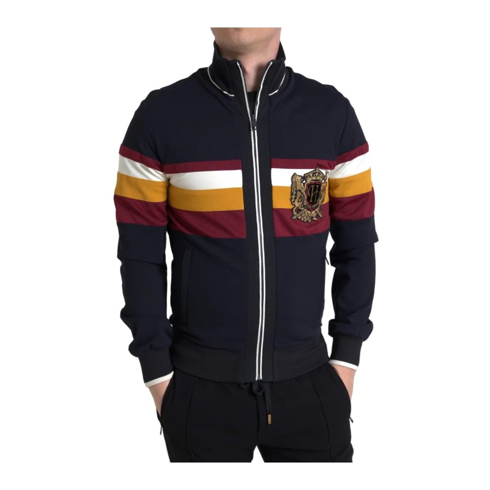Dolce & Gabbana Men's Multicolor Blue Heraldic Full Zip Jumper - Zip-Throughs - 2XS- Sweatshirts & Hoodies