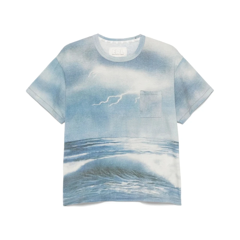 ERL Blauw T-shirt met borstzak en ronde hals Blue Heren