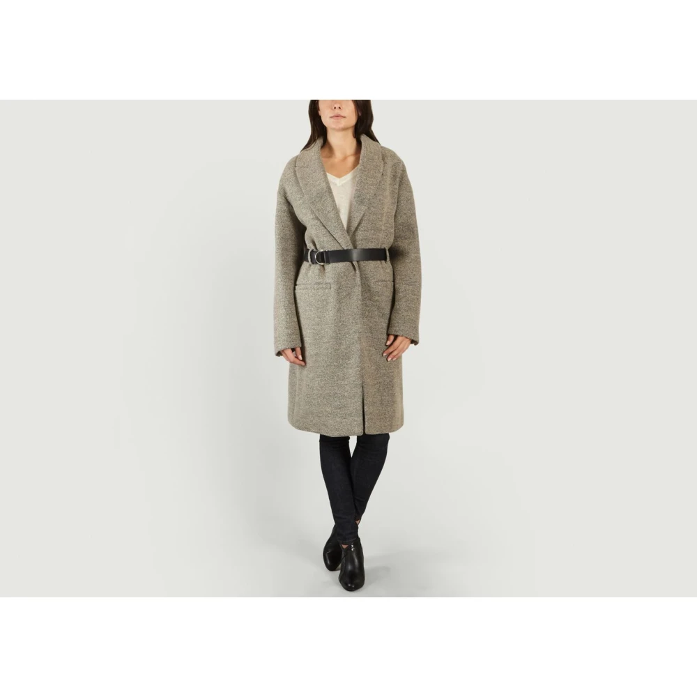 IRO Grijze Wollen Ceintuurjas Gray Dames