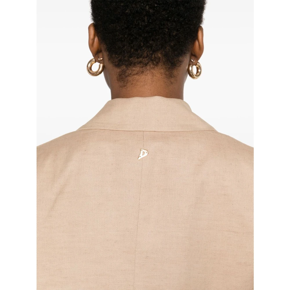 Dondup Beige Jas met Logo Jacquard Voering Beige Dames