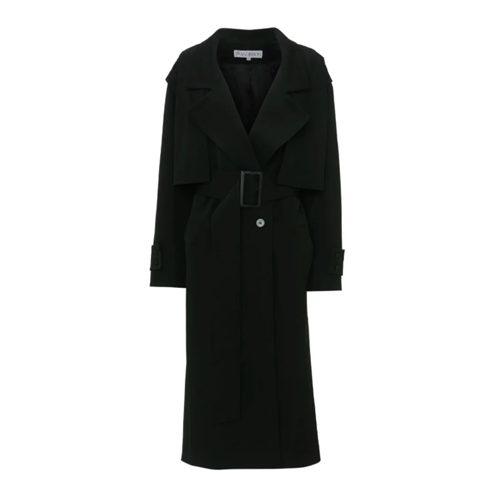 JW Anderson Zwarte wollen gabardine jas Black Dames