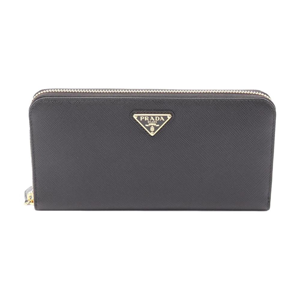 Prada Vintage Women's Black Pre-Owned Zip Around Wallet