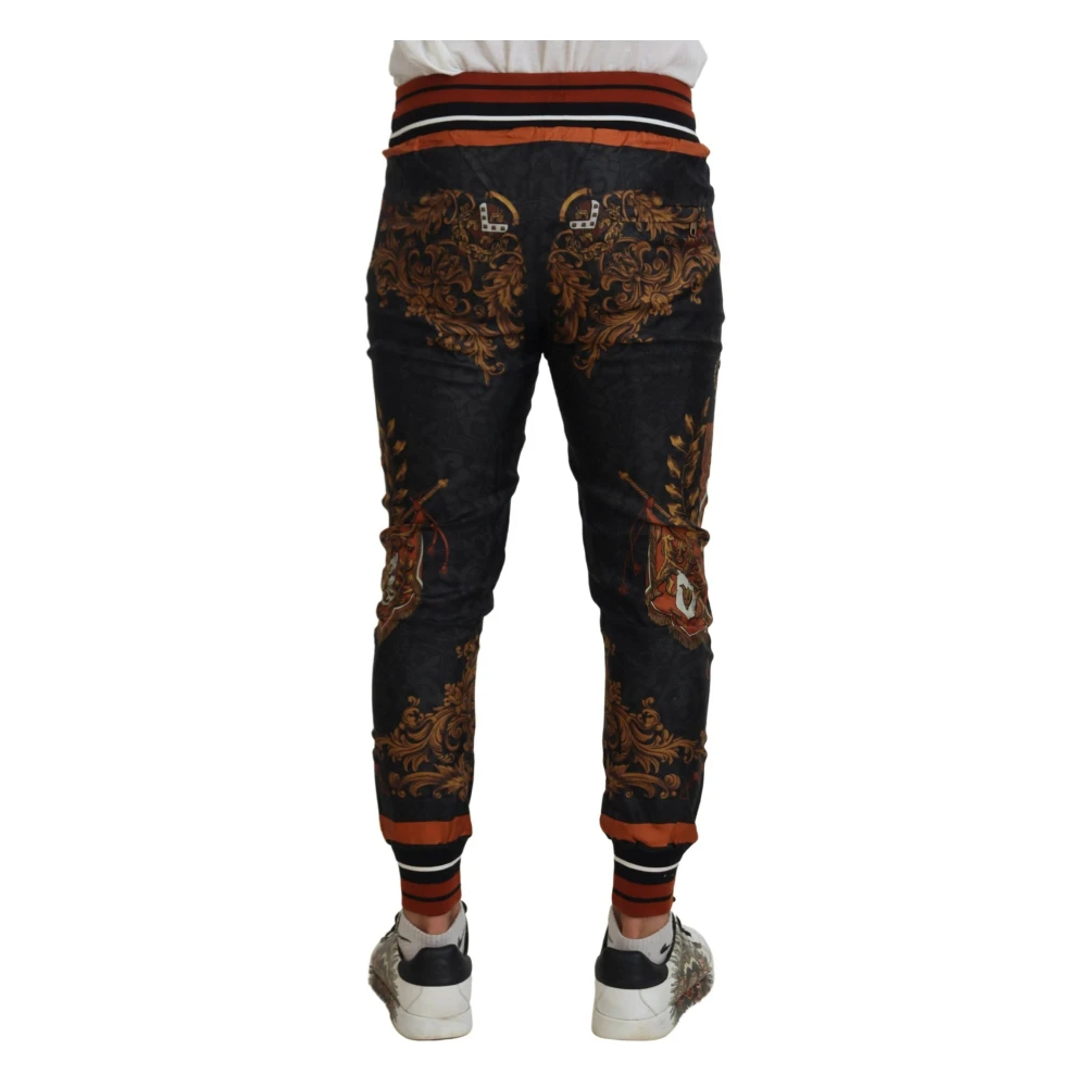 Dolce & Gabbana Barok Kroon Zijden Sweatpants Multicolor Heren