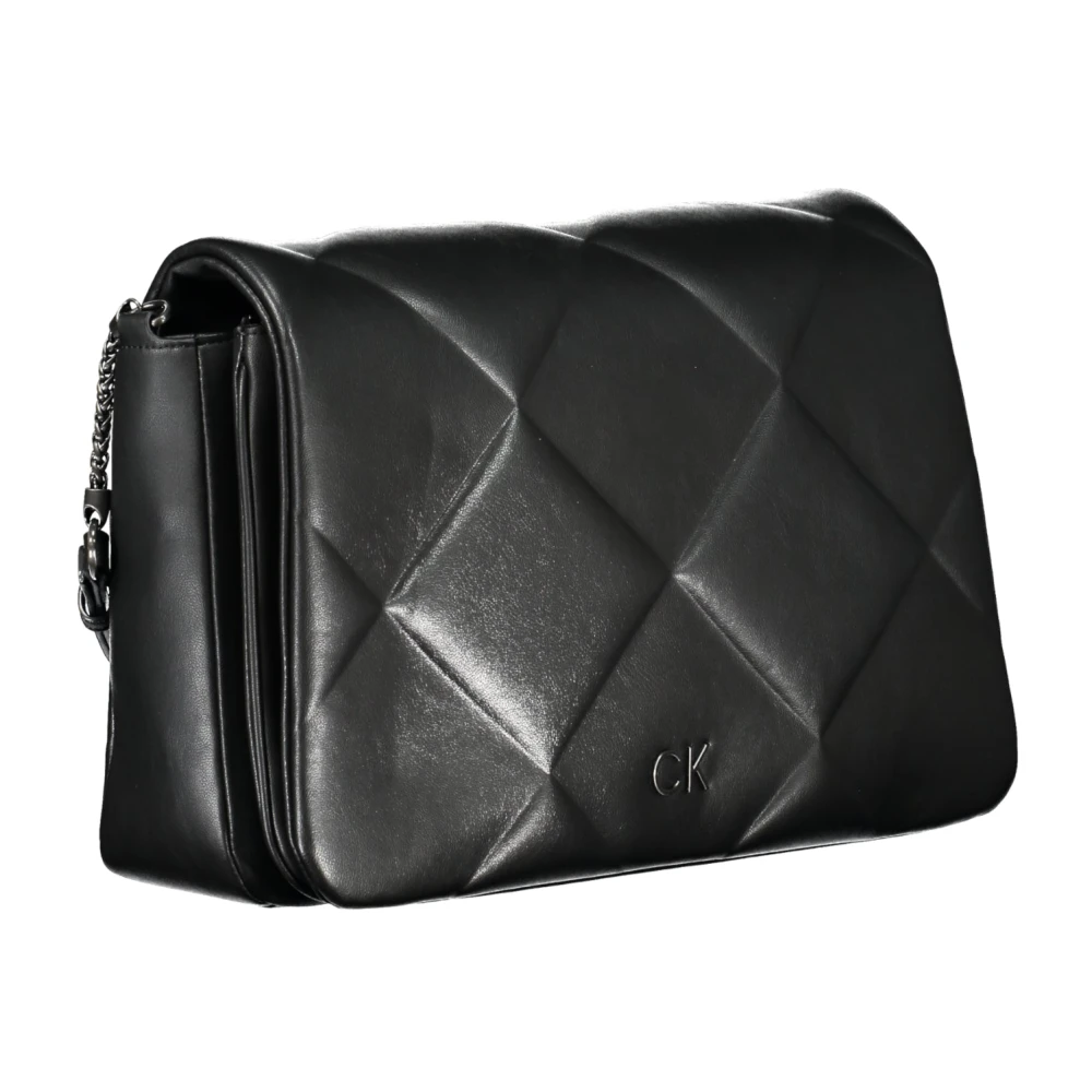 Calvin Klein Zwarte Schoudertas met Kettingband Black Dames