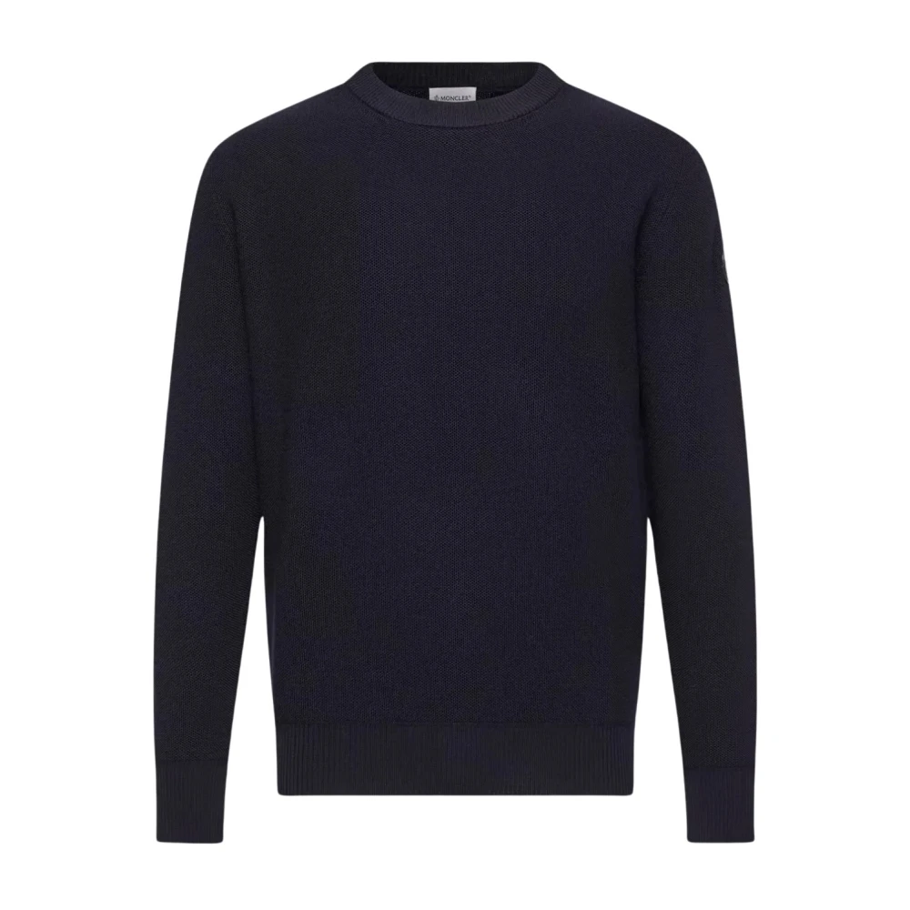 Moncler Men's Blue Round-Neck Knitwear, M, Crewneck