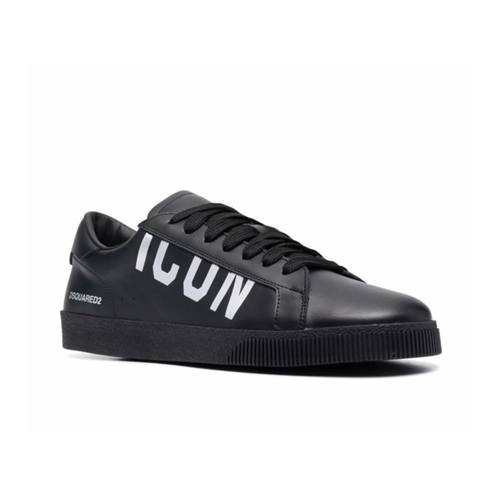 Dsquared2 Leren sneakers met zijlogo detail Black Heren