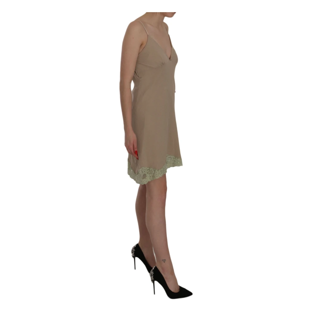 Pink Memories Elegante Beige Spaghettiband Mini Jurk Beige Dames