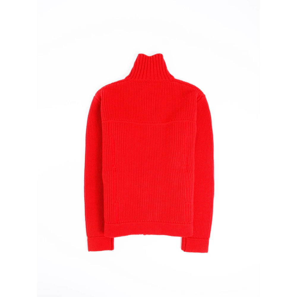 Roberto Collina Rode Gebreide Denim Jack Red Heren