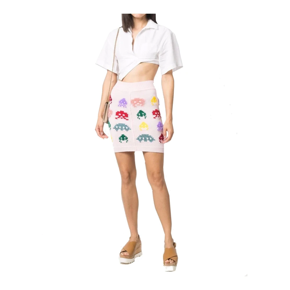 Stella Mccartney Gamer Gebreide Rok met Gaming Symbolen Pink Dames