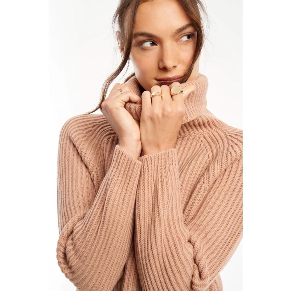 Vicario Cinque Oversized Wollen Gebreide Coltrui Beige Dames