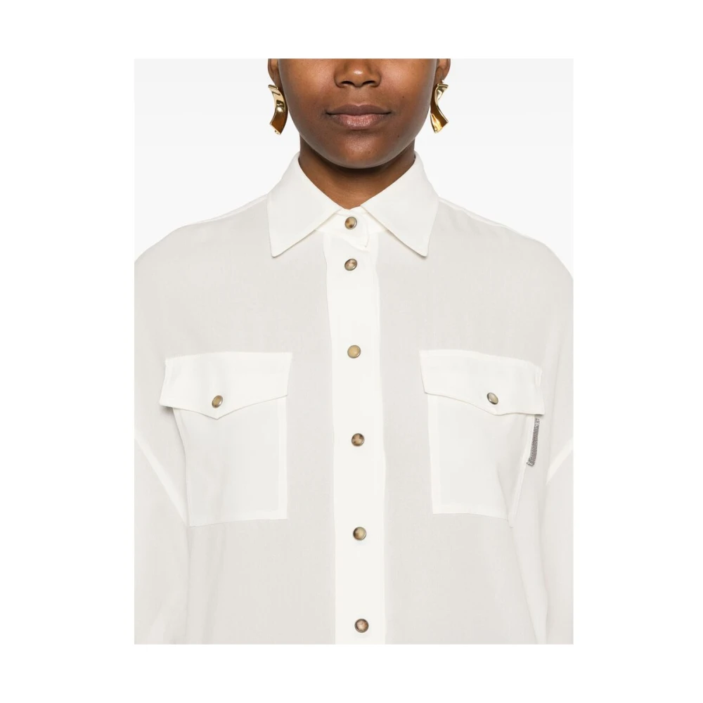BRUNELLO CUCINELLI Zijden Wit Overhemd Klassieke Stijl White Dames