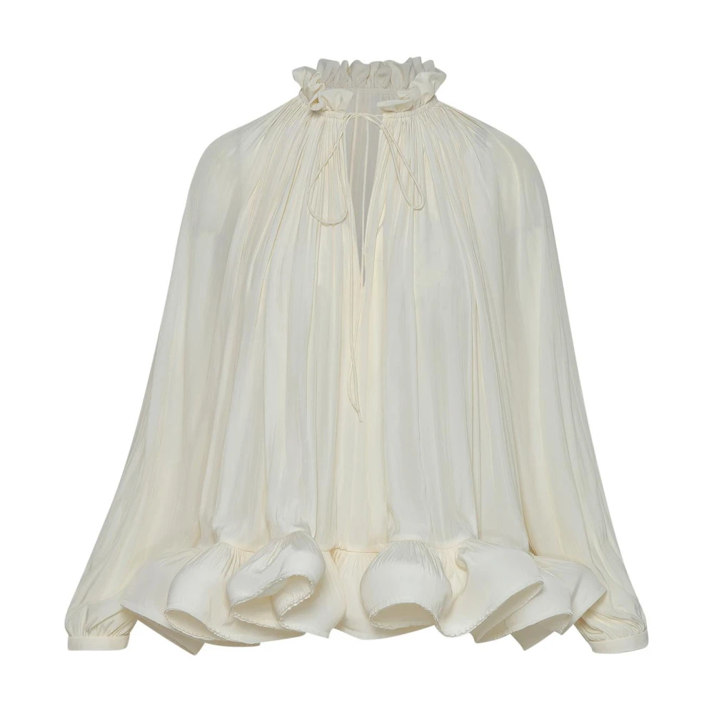 Lanvin Elegante Polyester Blouse met Gerimpelde Kraag White Dames