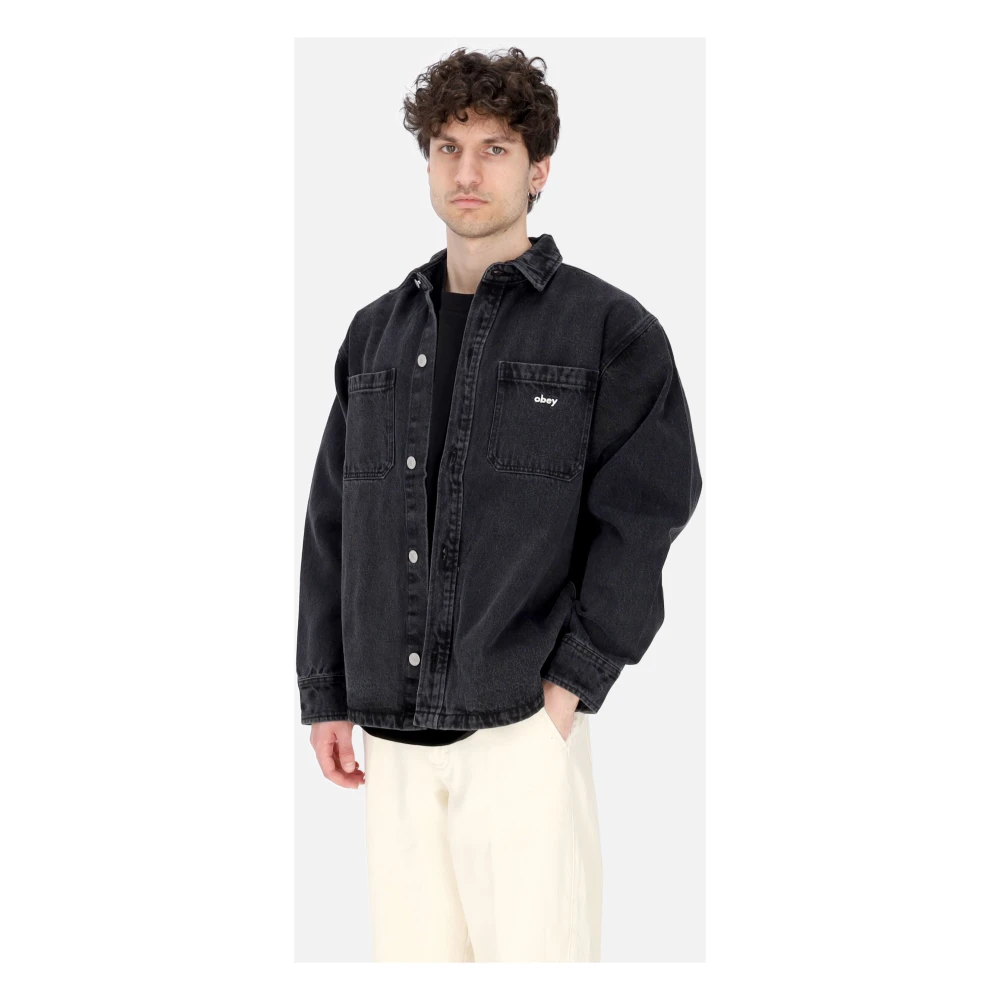 Obey Zwarte Overhemdjas met Zakken Black Heren