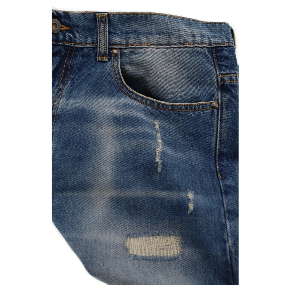 Salvatore Santoro Gescheurde katoenen jeans Blue Heren