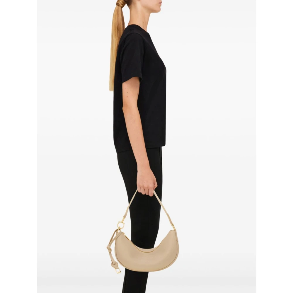 Salvatore Ferragamo Beige Gehamerde Leren Hobo Tas Beige Dames