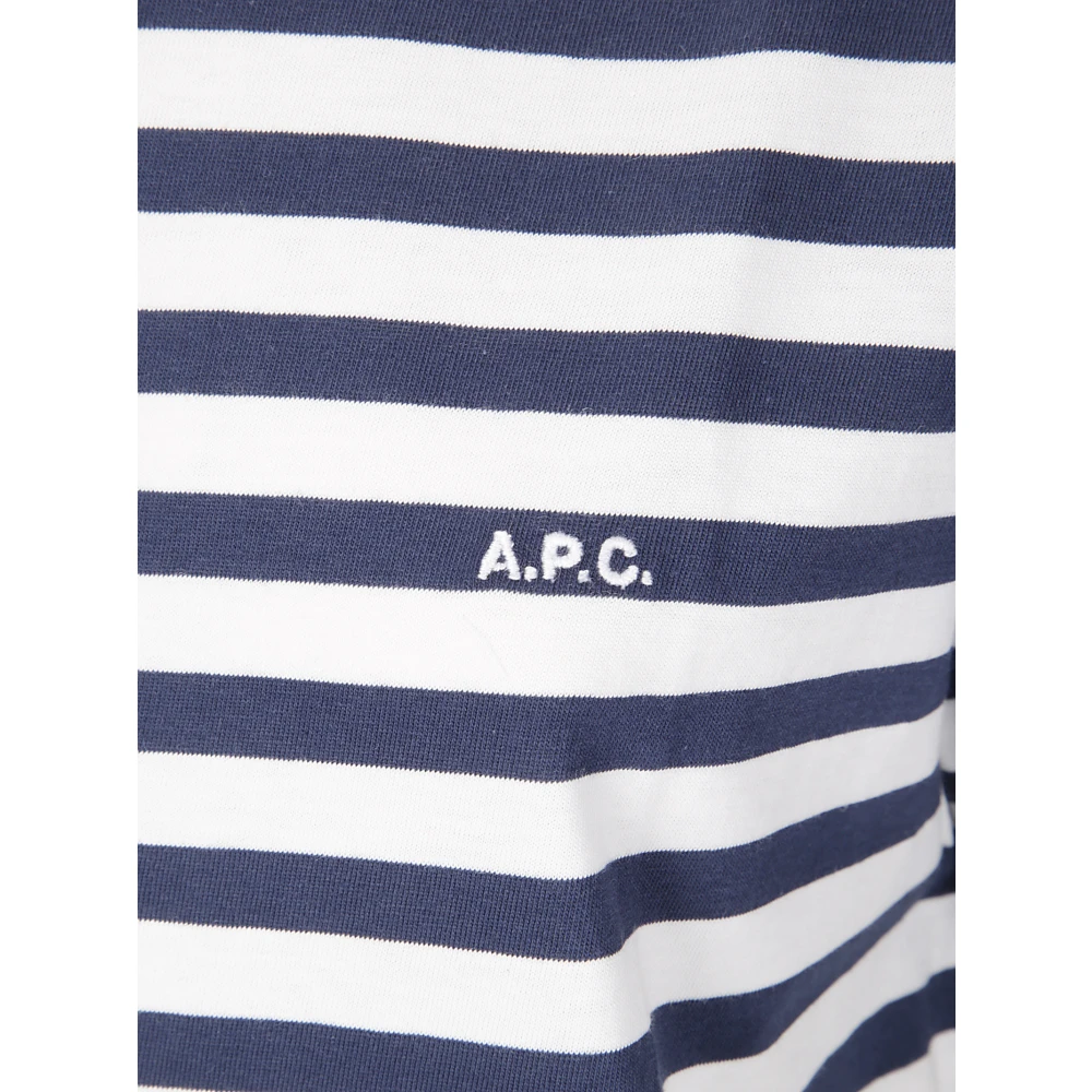 A.p.c. Gestreept T-shirt Brodee Raye Blue Dames