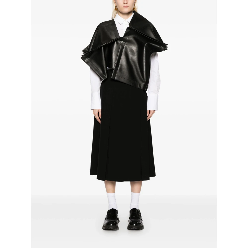Comme des Garçons Zwarte Asymmetrische V-hals Jas Black Dames