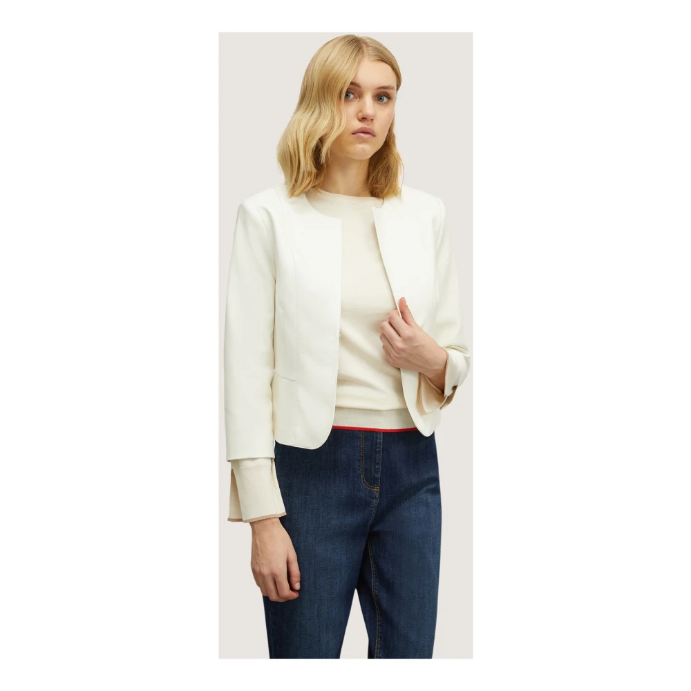 Motivi Korte Slim-Fit Jas White Dames