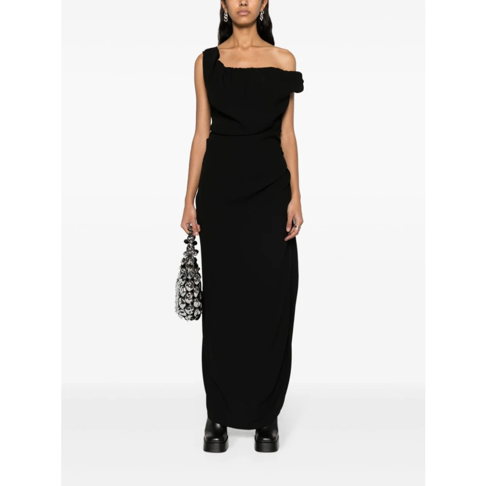 Vivienne Westwood Zwarte Maxi Jurk met Geplooide Details Black Dames