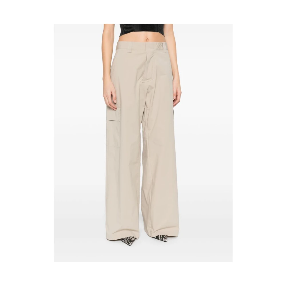 Dsquared2 Beige Geborduurd Logo Casual Broek Beige Dames