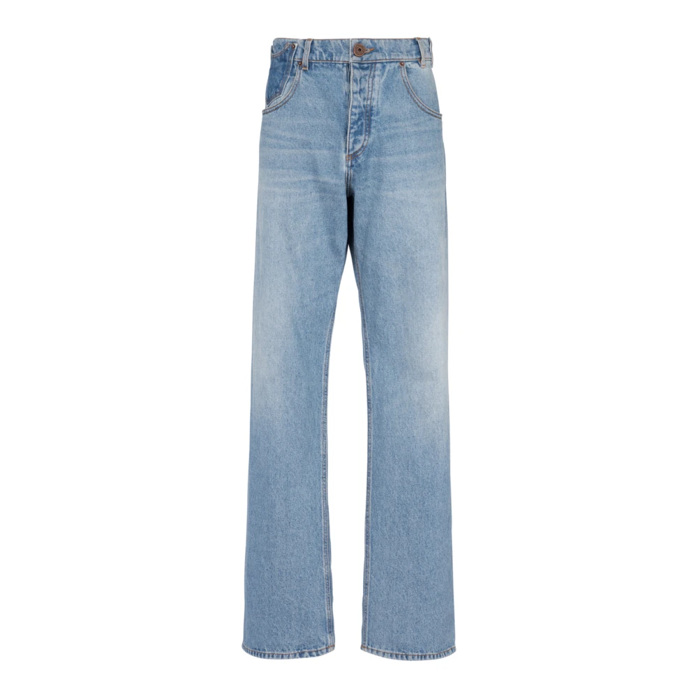 Balmain Blue Contrast-Effect Denim Jeans - Male - Loose Fit Jeans - W34 - Jeans