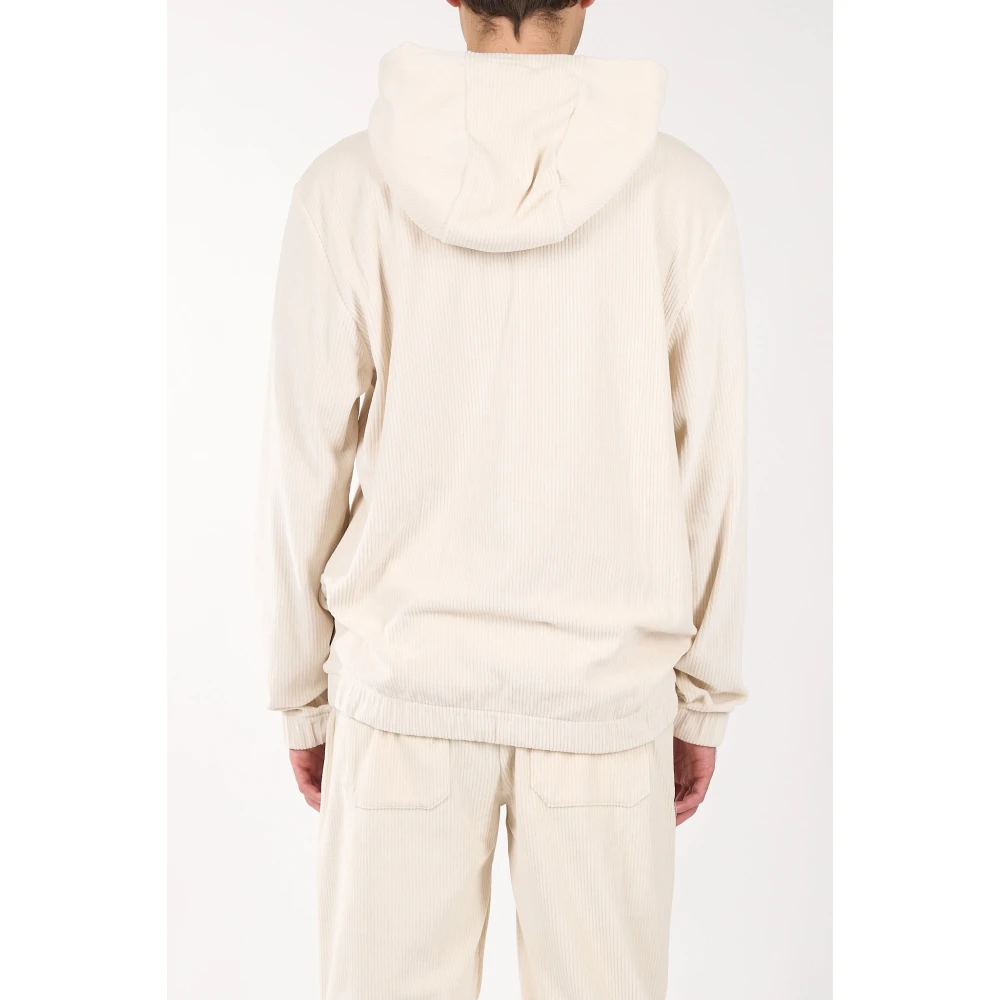 Hugo Boss Fluwelen Geribbelde Hoodie Beige Heren