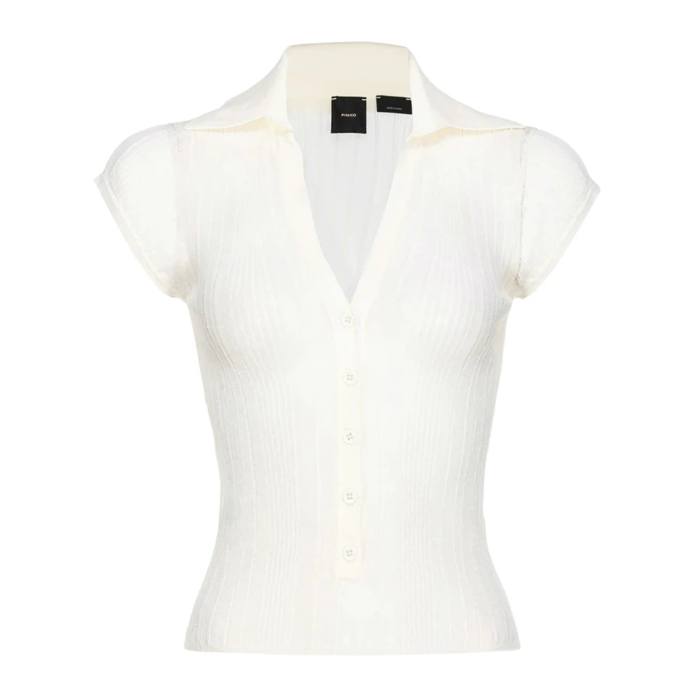 Pinko Blauwe Transparante Crepe Polo White Dames