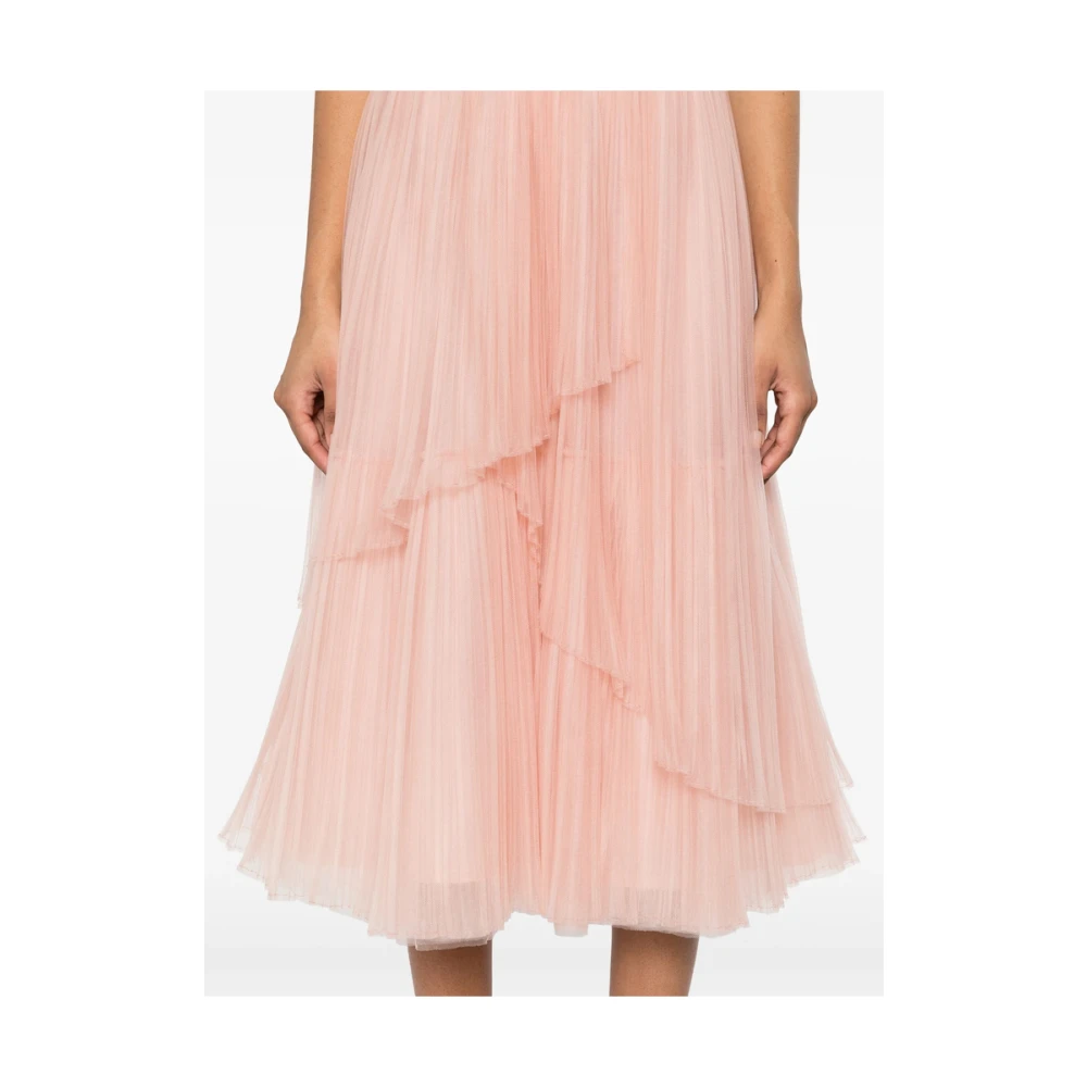 Costarellos Koraalroze Plissé Bustier Jurk Pink Dames