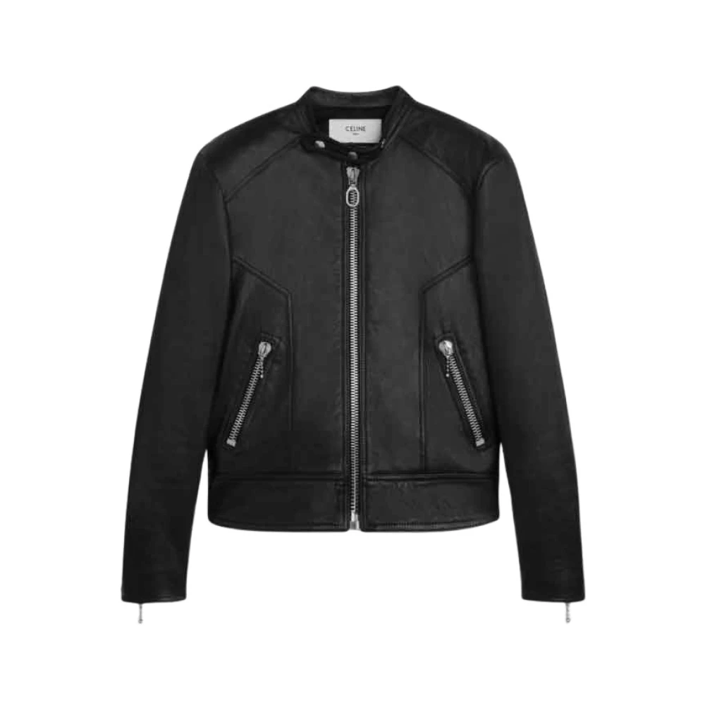 Celine Racer Lambskin Jacka med Hög Krage Black, Herr