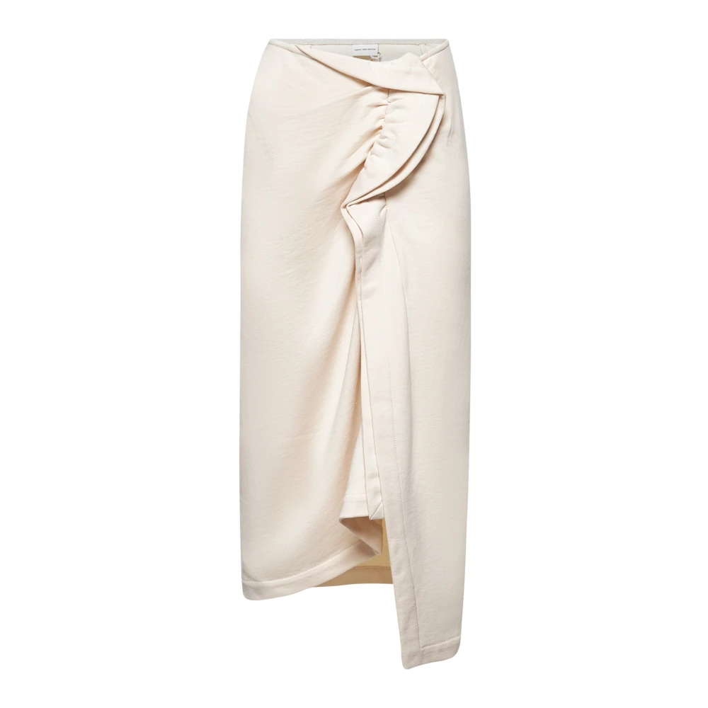 Dries Van Noten Women's Beige Ruffle Detail Asymmetric Hem Skirt