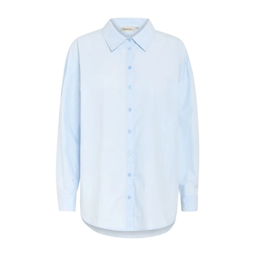 My Essential Wardrobe Women's Blue Cashmere Boxy Shirt Blouse - Shirts - Xl - Blouses & Shirts