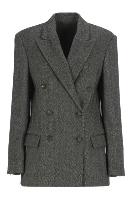 Double-Breasted Techno Wool Jacket