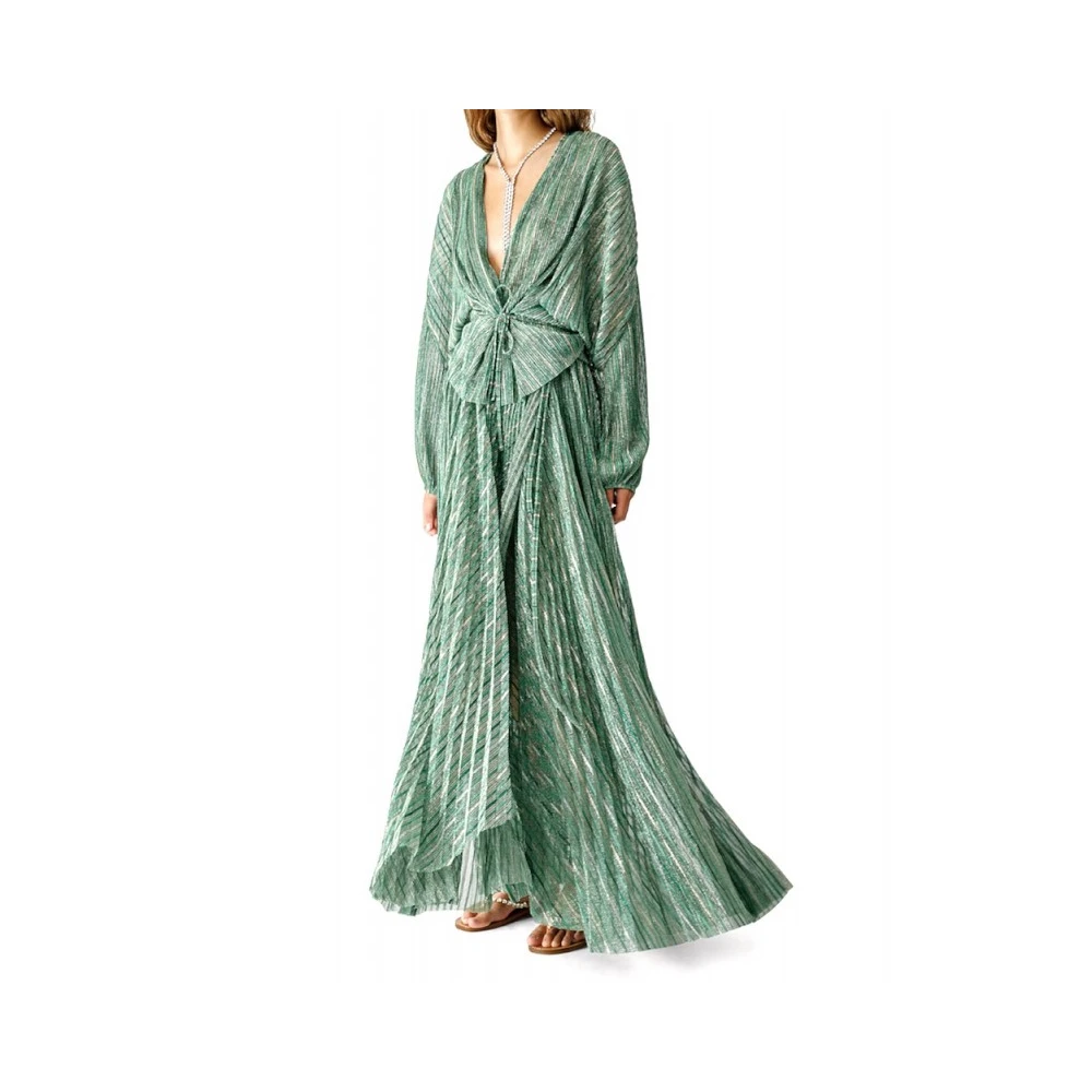 Forte Smaragd Lurex Wrap Blouse Green Dames