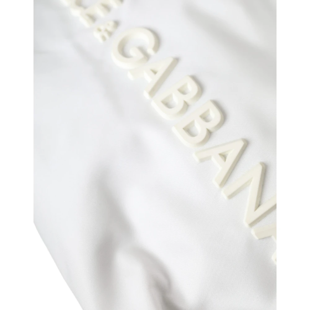 Dolce & Gabbana Witte Nylon-Gummi-Logo Rugzak Tas White Unisex