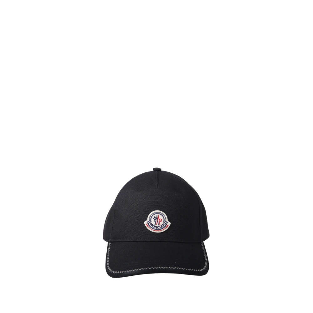 Moncler Logo Cotton Baseball Cap - Male - Hats & Caps - Black - One Size - Accessories