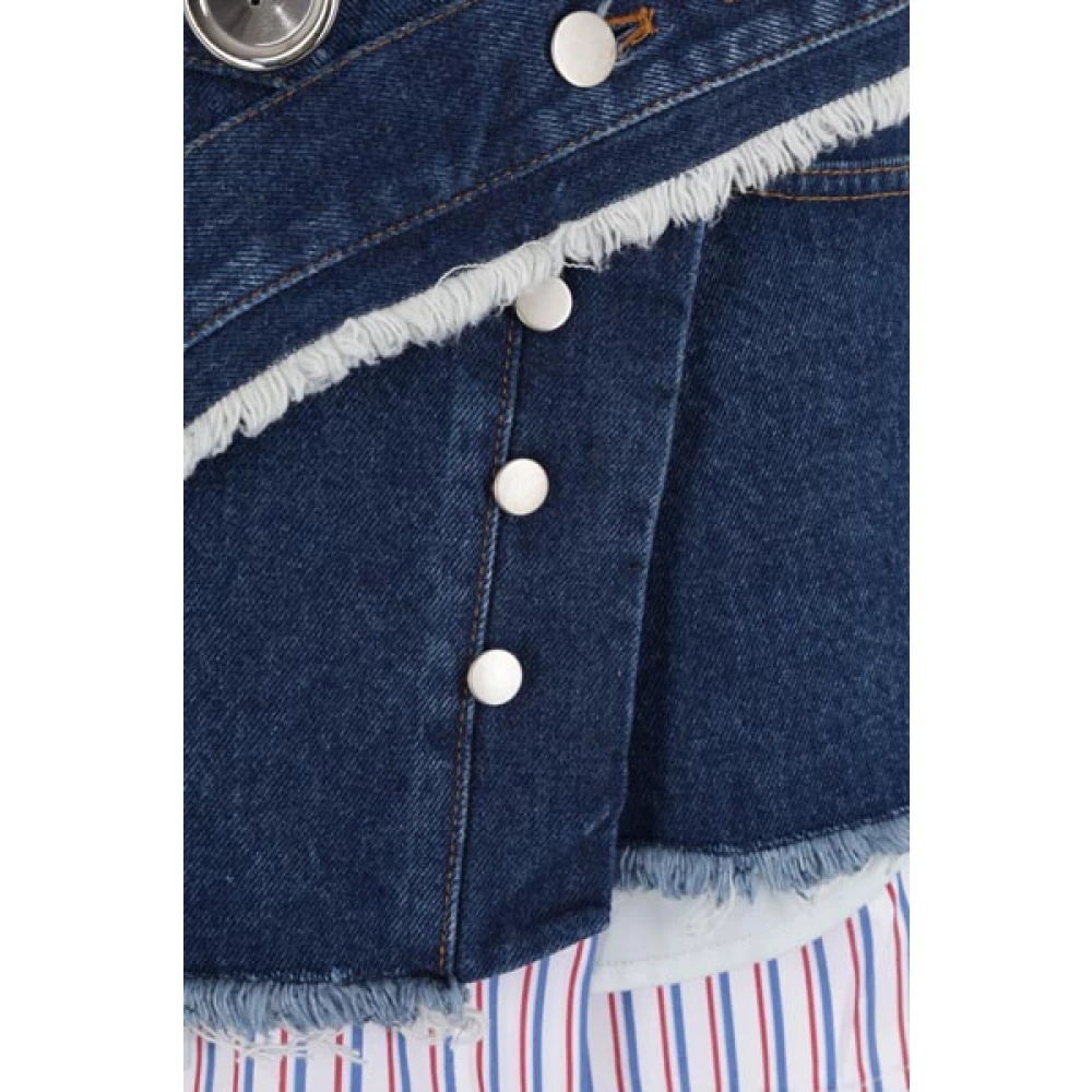 Meryll Rogge Blauwe Denim Rok met Gestreepte Katoenen Inzet Blue Dames