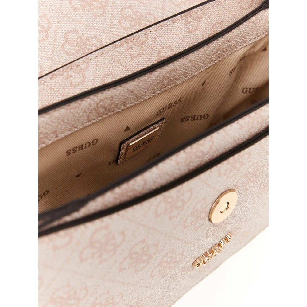 Guess Nolana Kleine Schoudertas Sand Logo Pink Dames