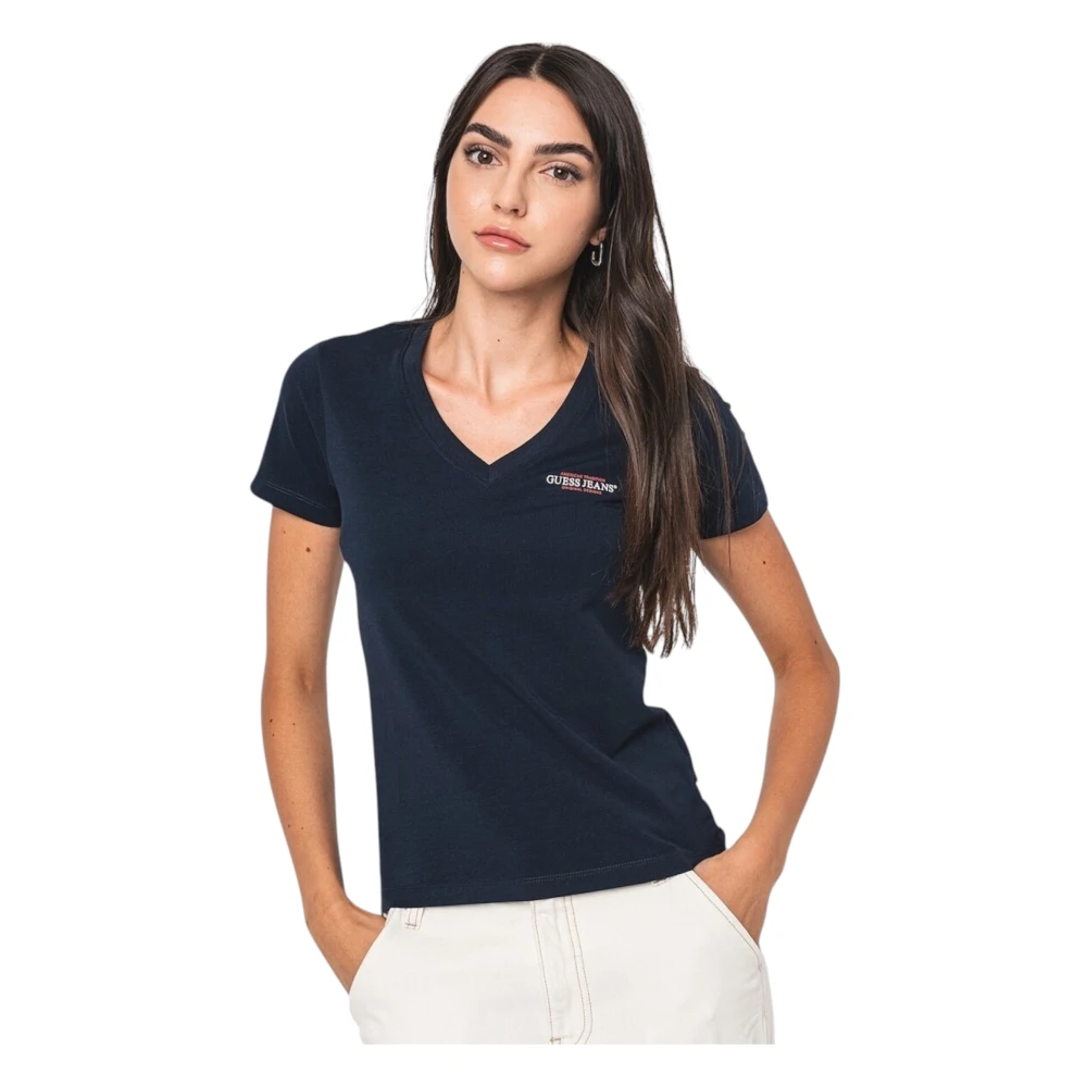 Guess Organische katoenen Slim Fit T-shirt Blue Dames