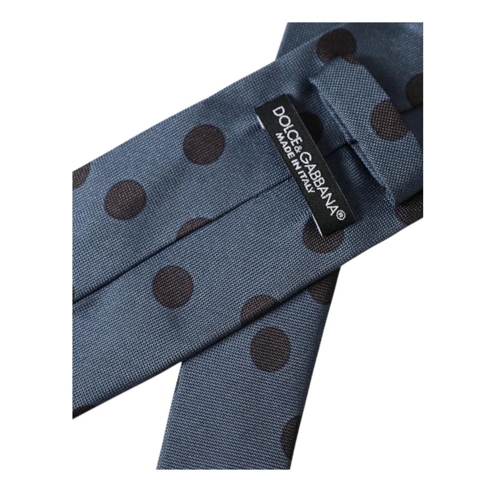 Dolce & Gabbana Blauw Zwart Polka Dot Zijden Stropdas Blue Heren