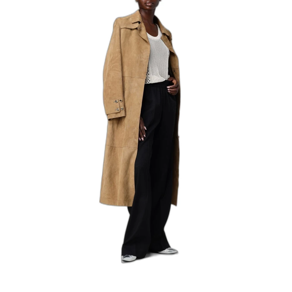 Golden Goose Women's Nude & Neutrals Waxed Treatment With Lived-In Effect Suede Trench Coat - Image 2