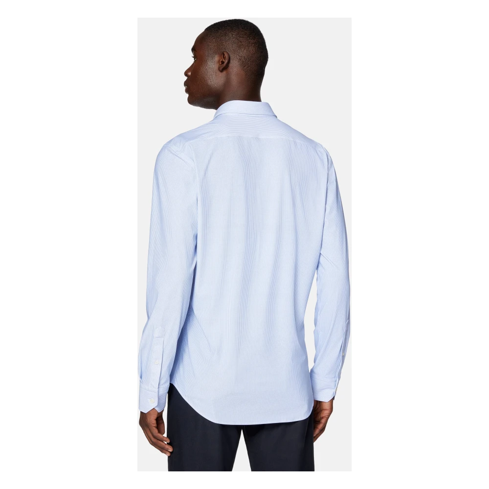 Boggi Milano Slim Fit Stretch Nylon Overhemd Blue Heren