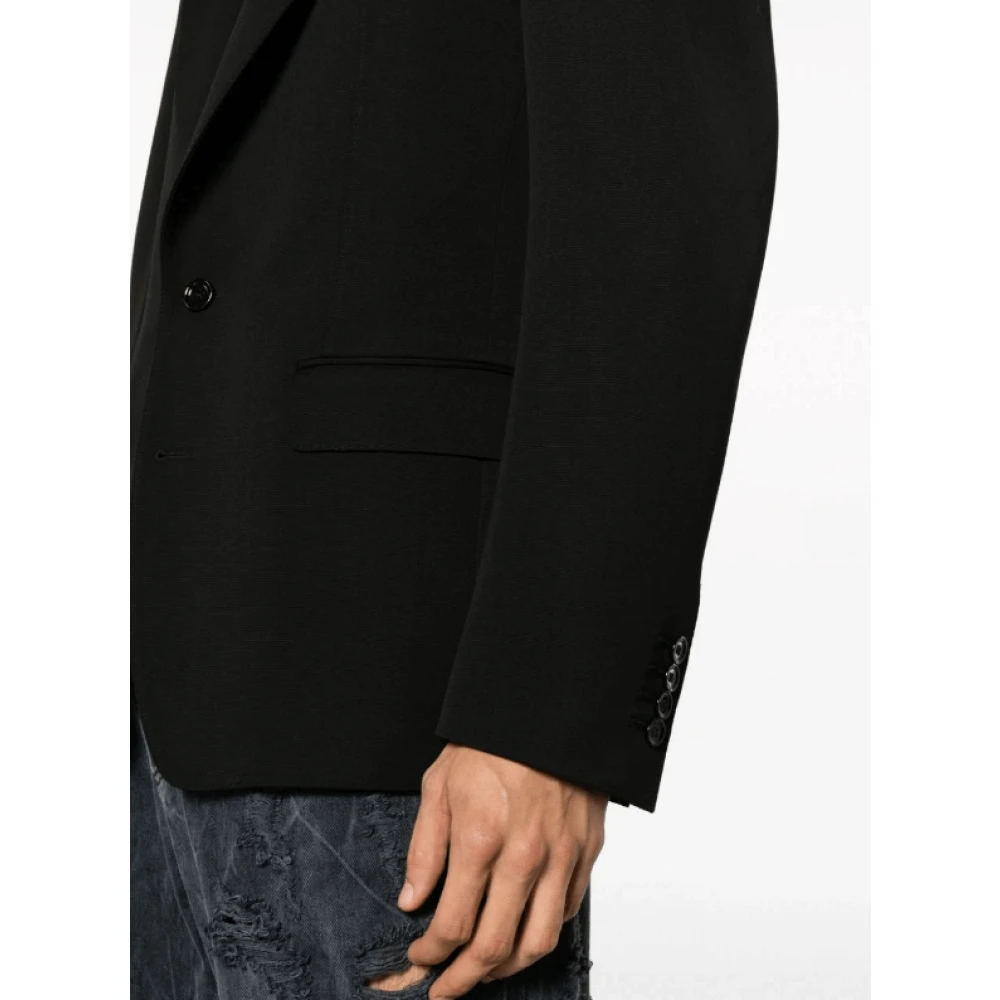 Dolce & Gabbana Zwarte Single-Breasted Blazer met Peak Revers Black Heren
